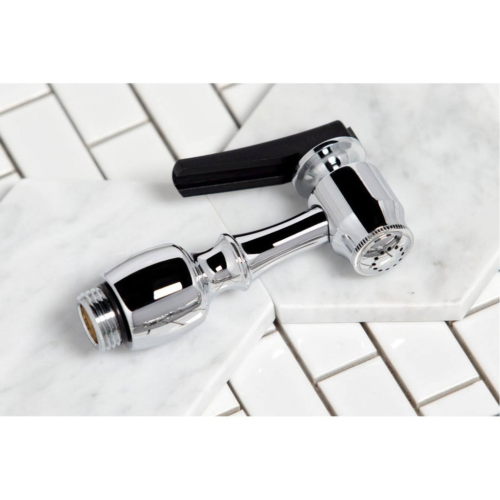 Satin Nickel Double Handle Kitchen Faucet with Brass Sprayer F94241