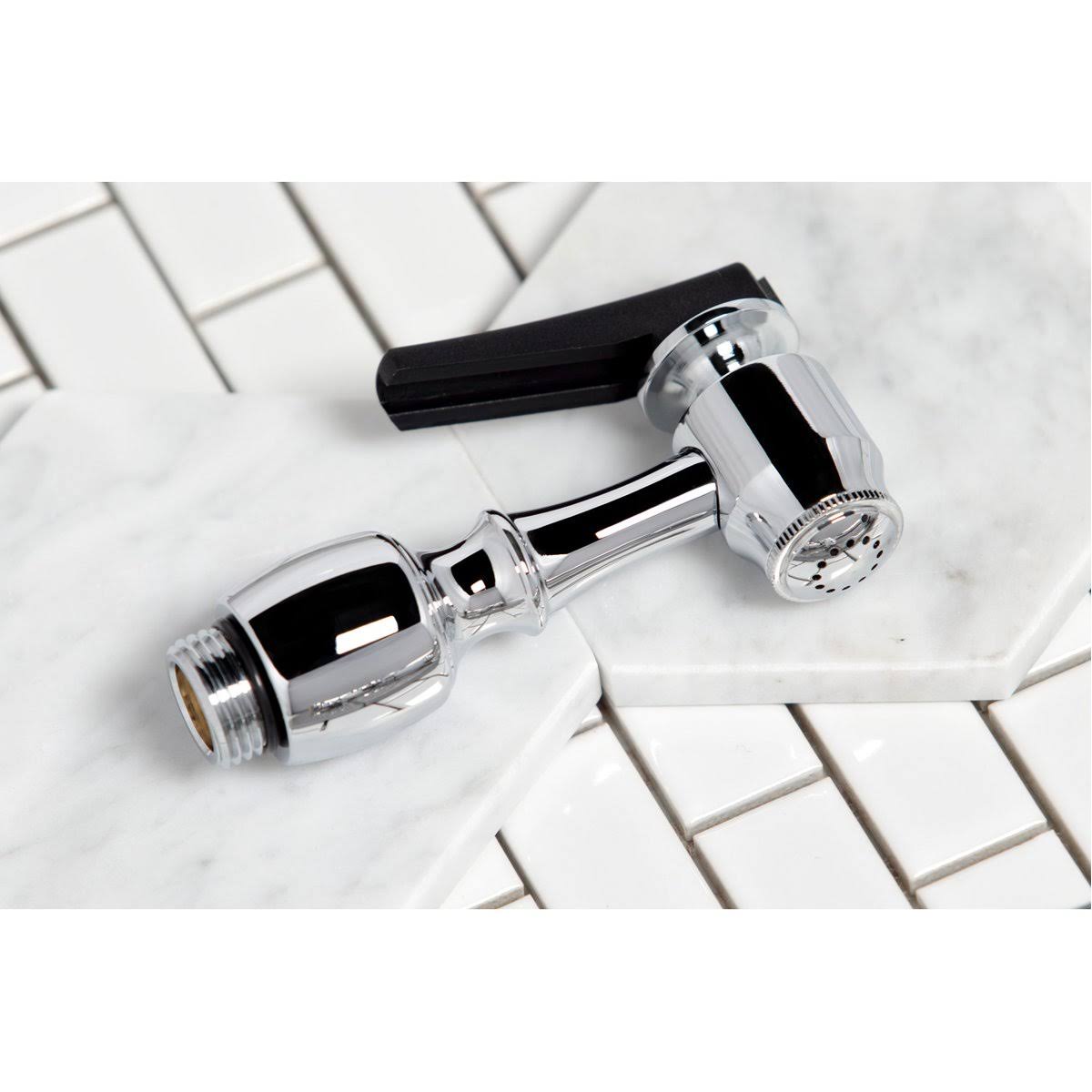 Satin Nickel Double Handle Kitchen Faucet with Brass Sprayer F94241
