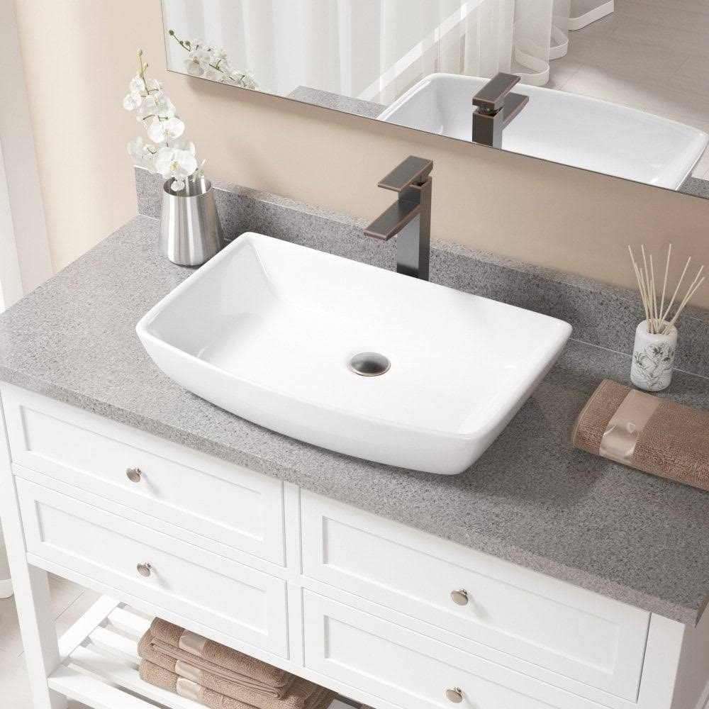 Vitreous China Rectangular Vessel Bathroom Sink with Faucet B1118