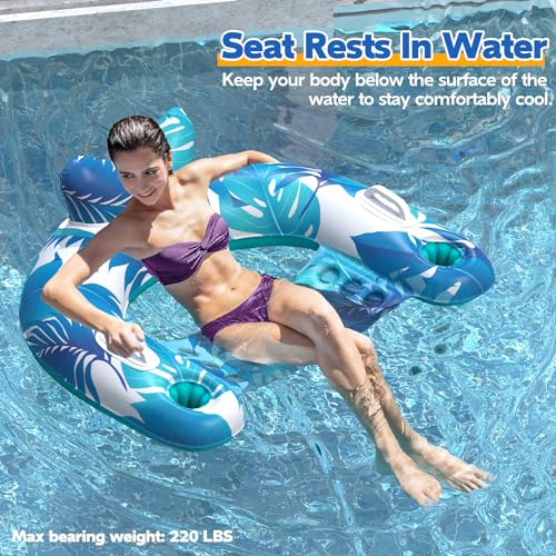 3 Pack Inflatable Pool Float Chairs with Cupholders & Handles S377