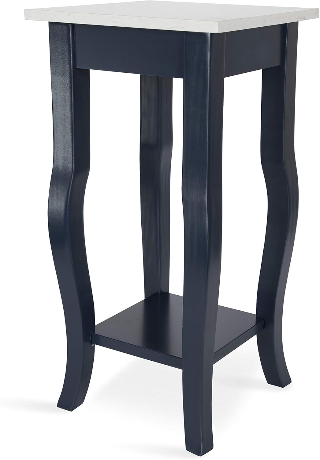 Black Wood Pedestal End Table with Lower Display Shelf, Pack of 2 C963