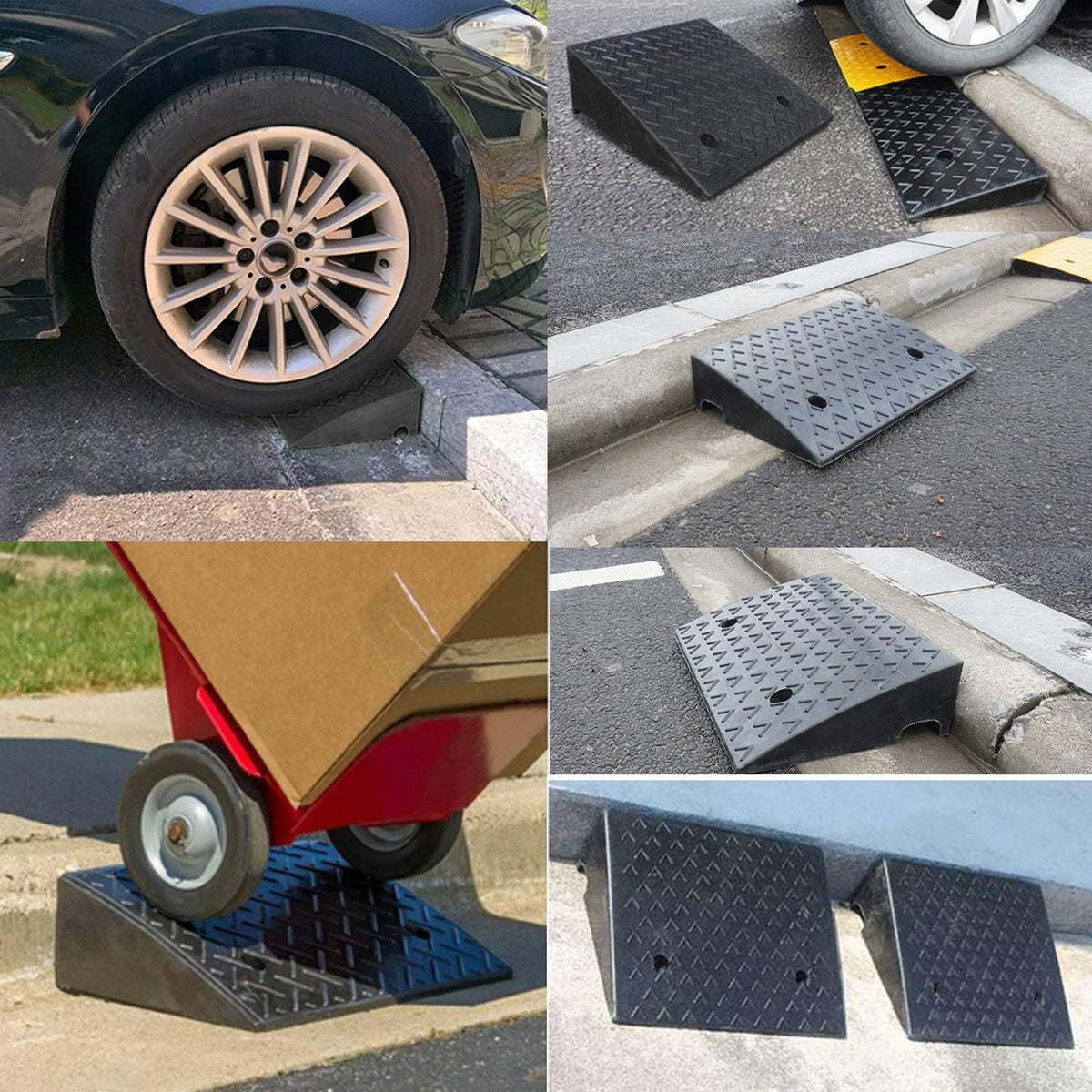 5.9'' Rise Rubber Curb Ramp 10 Tons Car Slope Ramp 5.9 x 15.7 x 18.7in B931