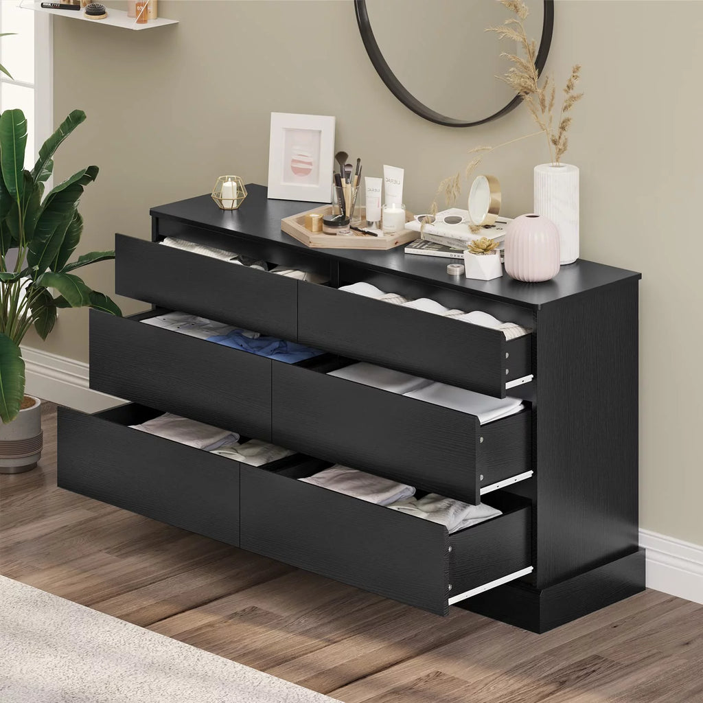 Black 6 Drawer Wooden Dresser G72278
