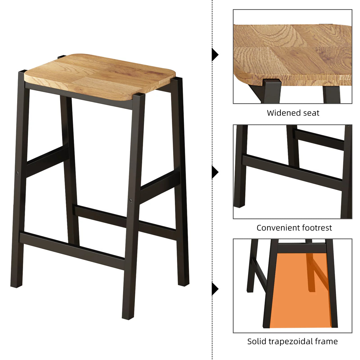 3 PCS RubberWood Dining Table Set with 2 Stools N419