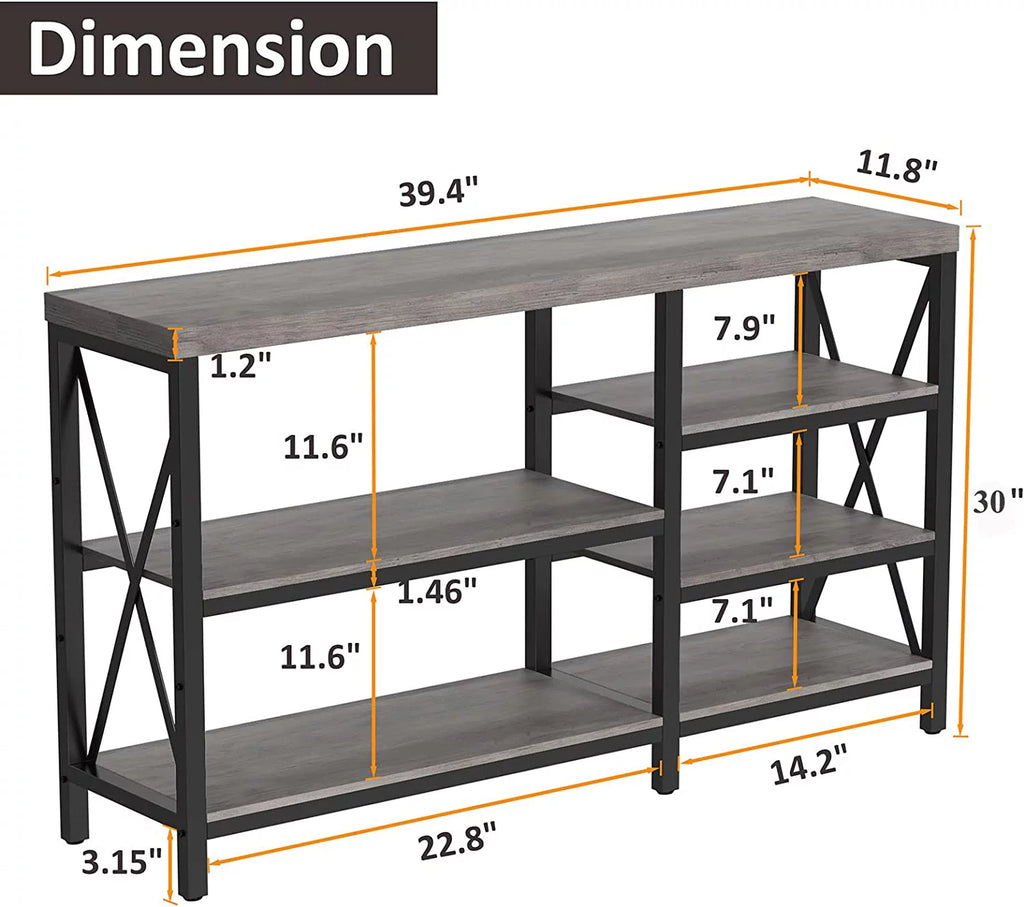40"L Gray Wash Storage Console Table A630