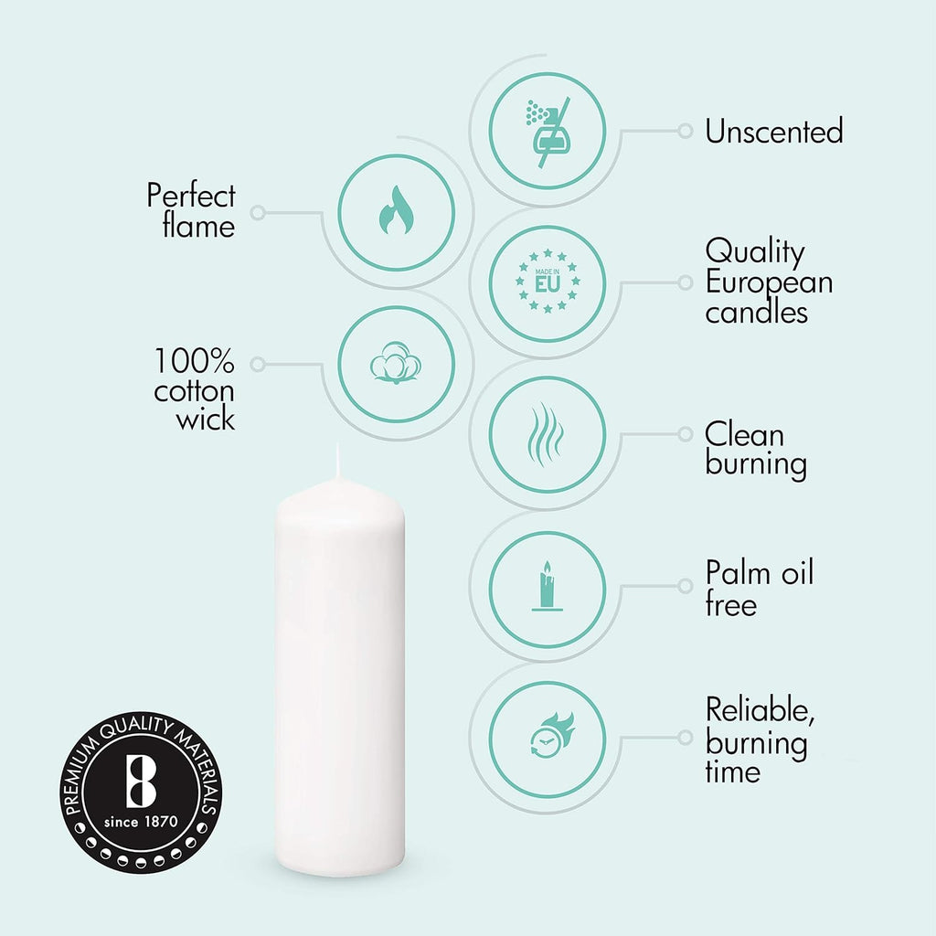 White Pillar Candles Set of 20 Unscented Dripless C185653