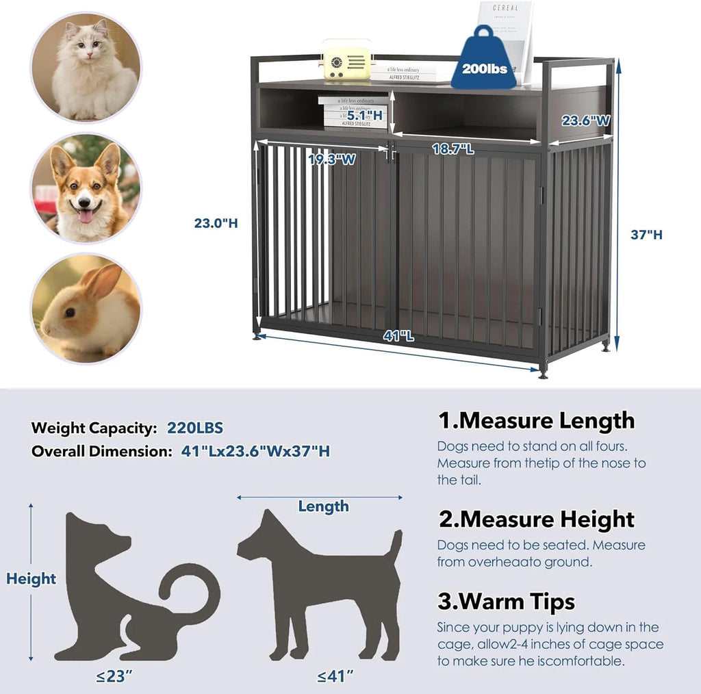 Large Dog Crate Furniture with Detachable Door I70903