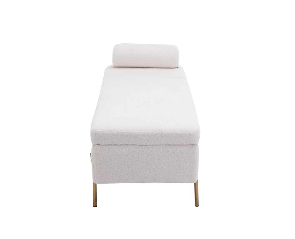 54 inches Faux Fur Upholstered Storage Bench with Gold Legs G4765