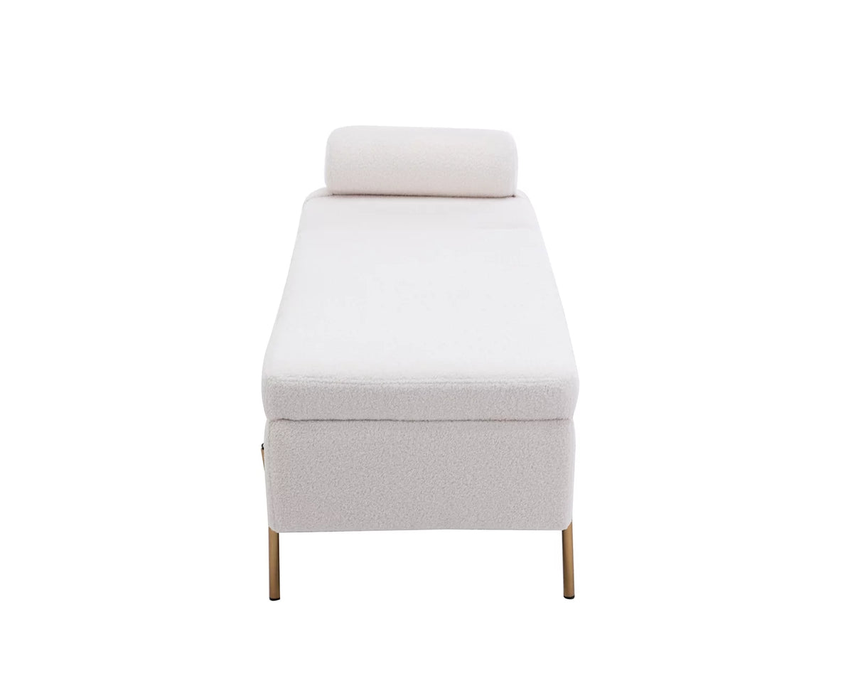 54 inches Faux Fur Upholstered Storage Bench with Gold Legs G4765