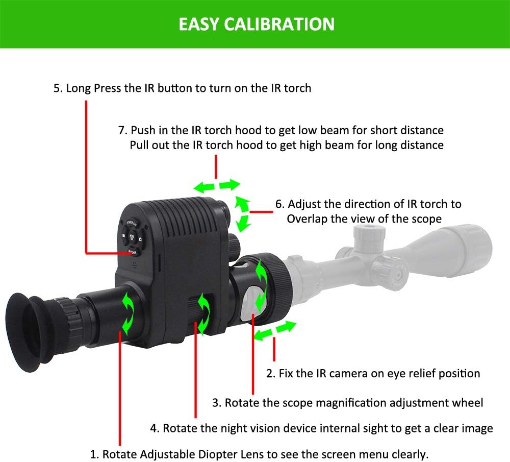 720p HD Digital Hunting Night Vision Scope Camcorder Monocular with 850nm Infrared IR Flashlight and 32G TF Card I2444