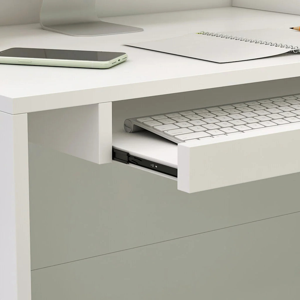 L-Shaped Reception Desk with Shelves and Drawers White F93983