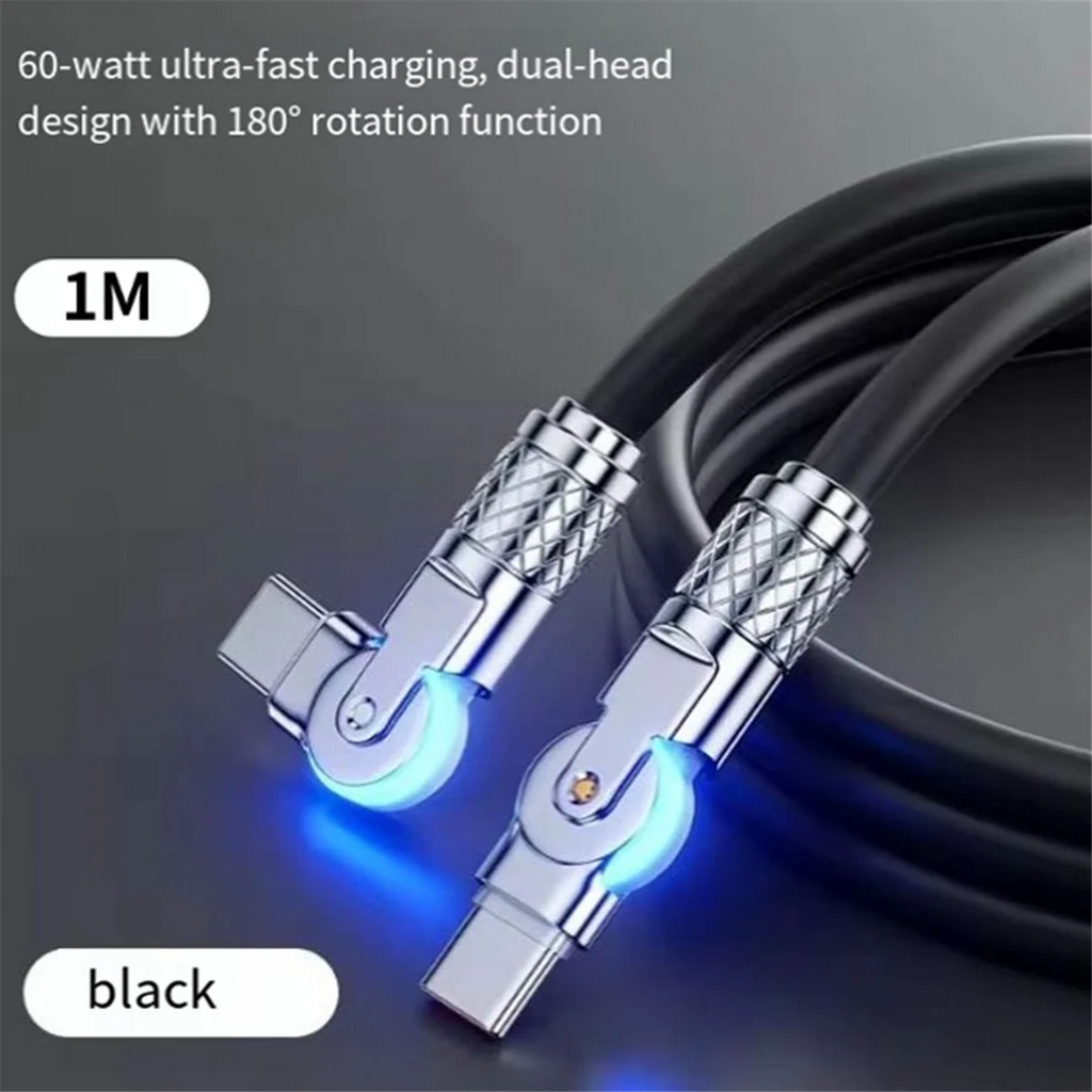 Type-C to Type-C 180° Swivel Double Elbow Data Cable 2m U412771