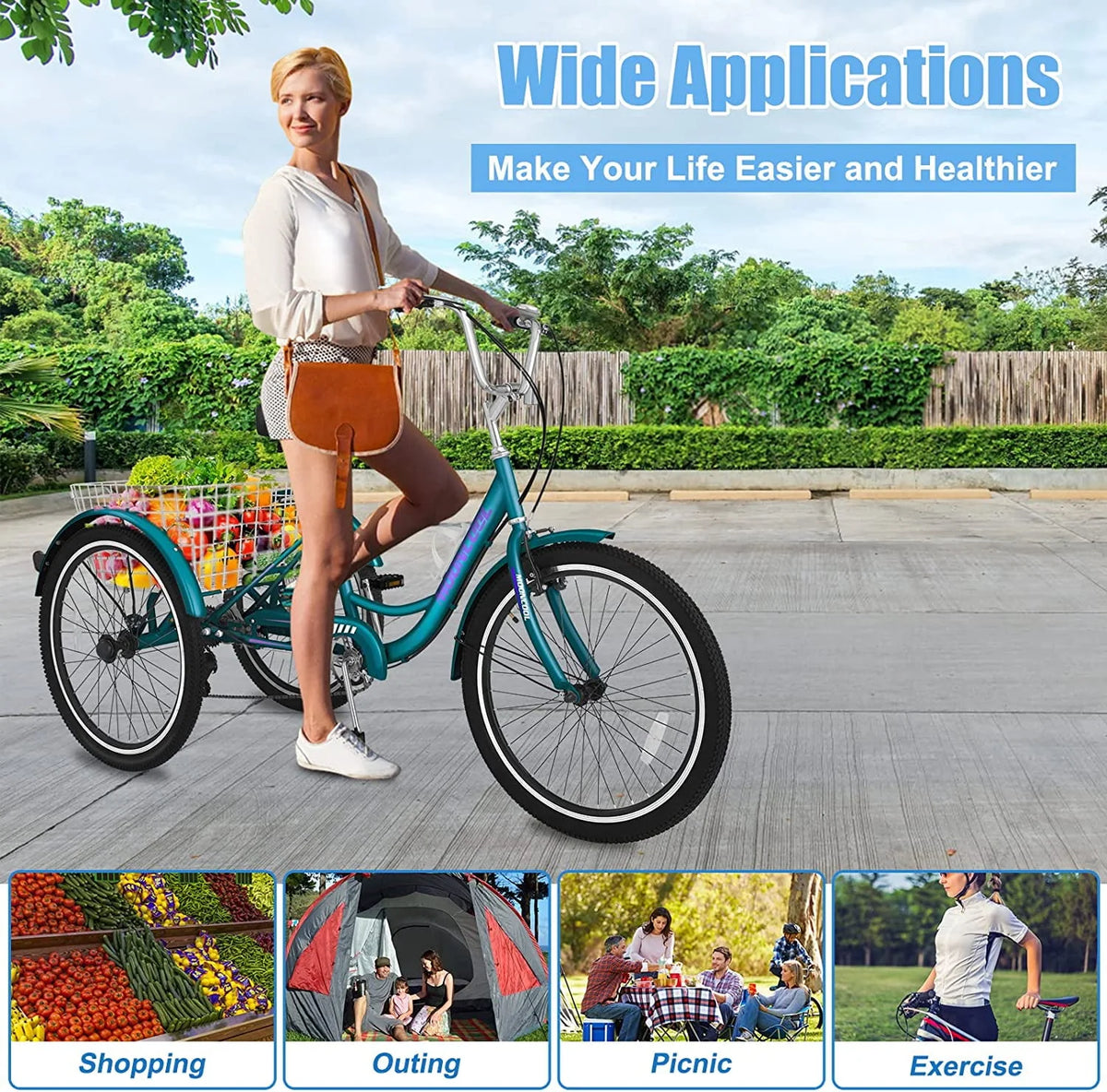 20/24/26 inch 7 Speed Adult Tricycles with Big Basket Q8959