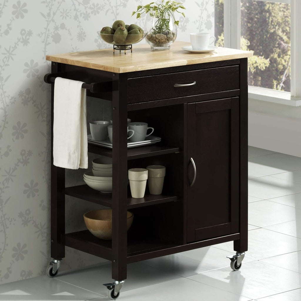 Black and Natural Kitchen Cart D1712