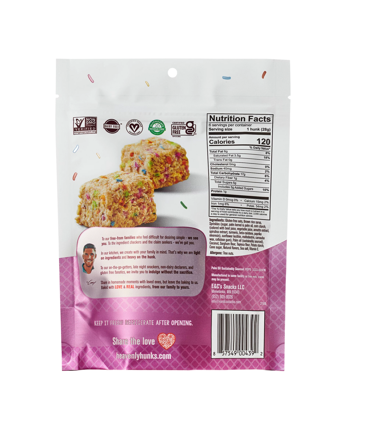 Gluten Free Vegan Birthday Cake Cookies 6 oz 6 Count P235