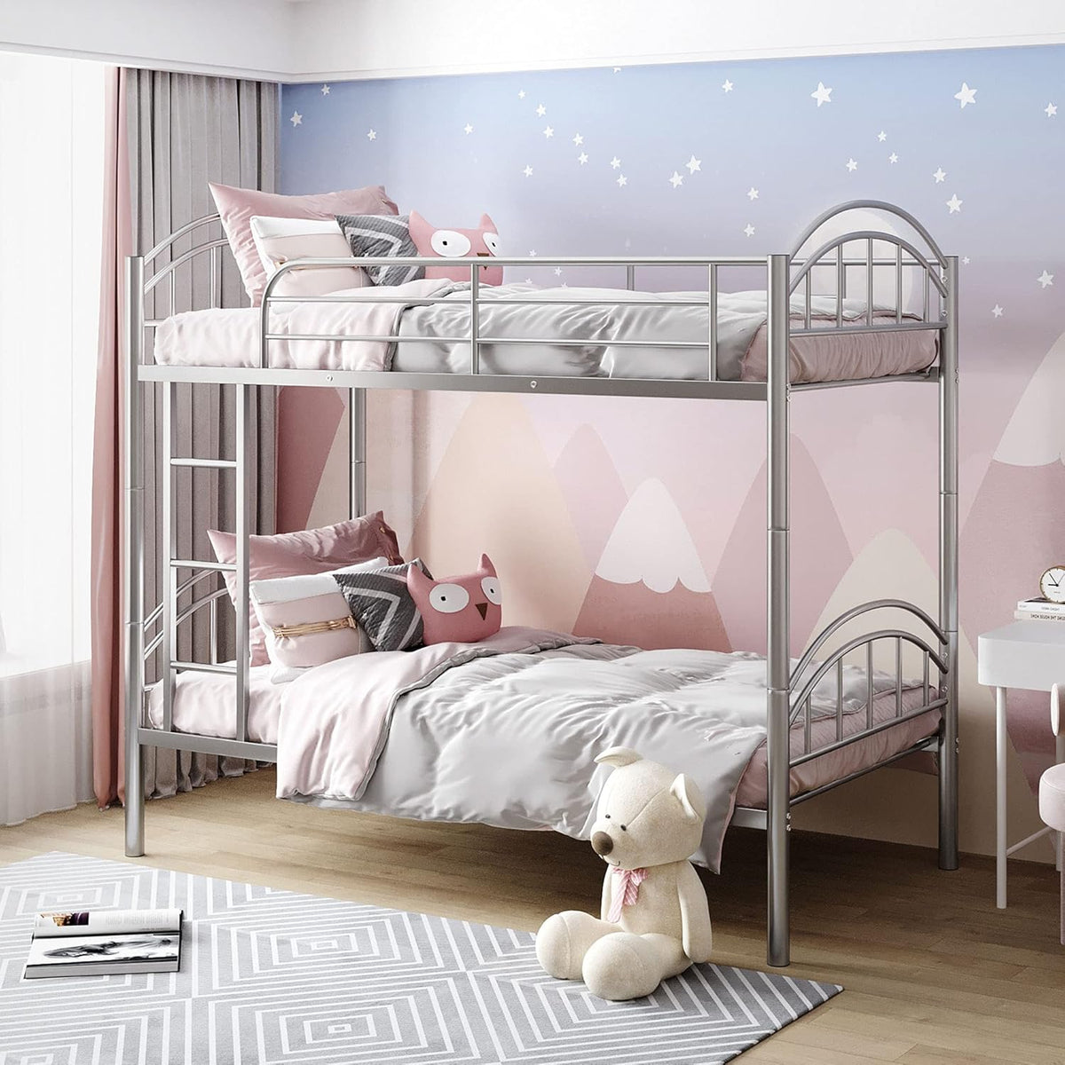 Metal Bunk Bed with Trundle, Black P262375