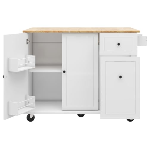 Kitchen Cart with Wood Top, 4 Drawers, Open Shelves and Door P5081