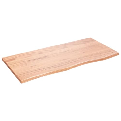 Solid Oak Wood Bathroom Countertop Light Brown Handmade Live Edge Vanity Top with Varnish Finish 15.7"x11.8"x(0.8"-1.6") W23025