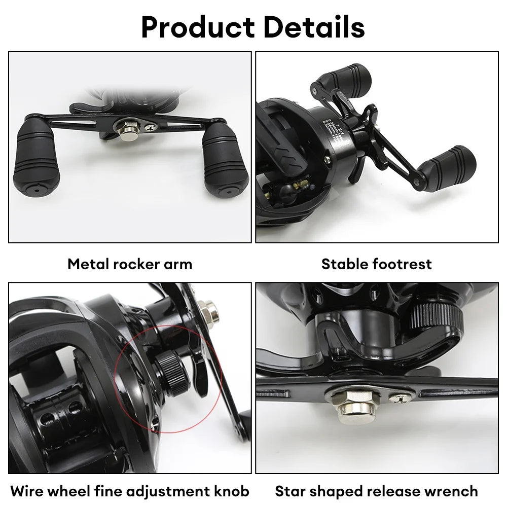 Baitcasting Fishing Reel Graphite Frame 7.2:1 Gear Ratio Low Profile X476