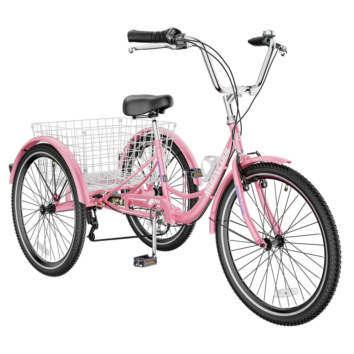 24 Upgraded Adult Tricycle with Low-Step Through Frame, 7-Speed Adjustable Cruiser Trike with Basket N3853