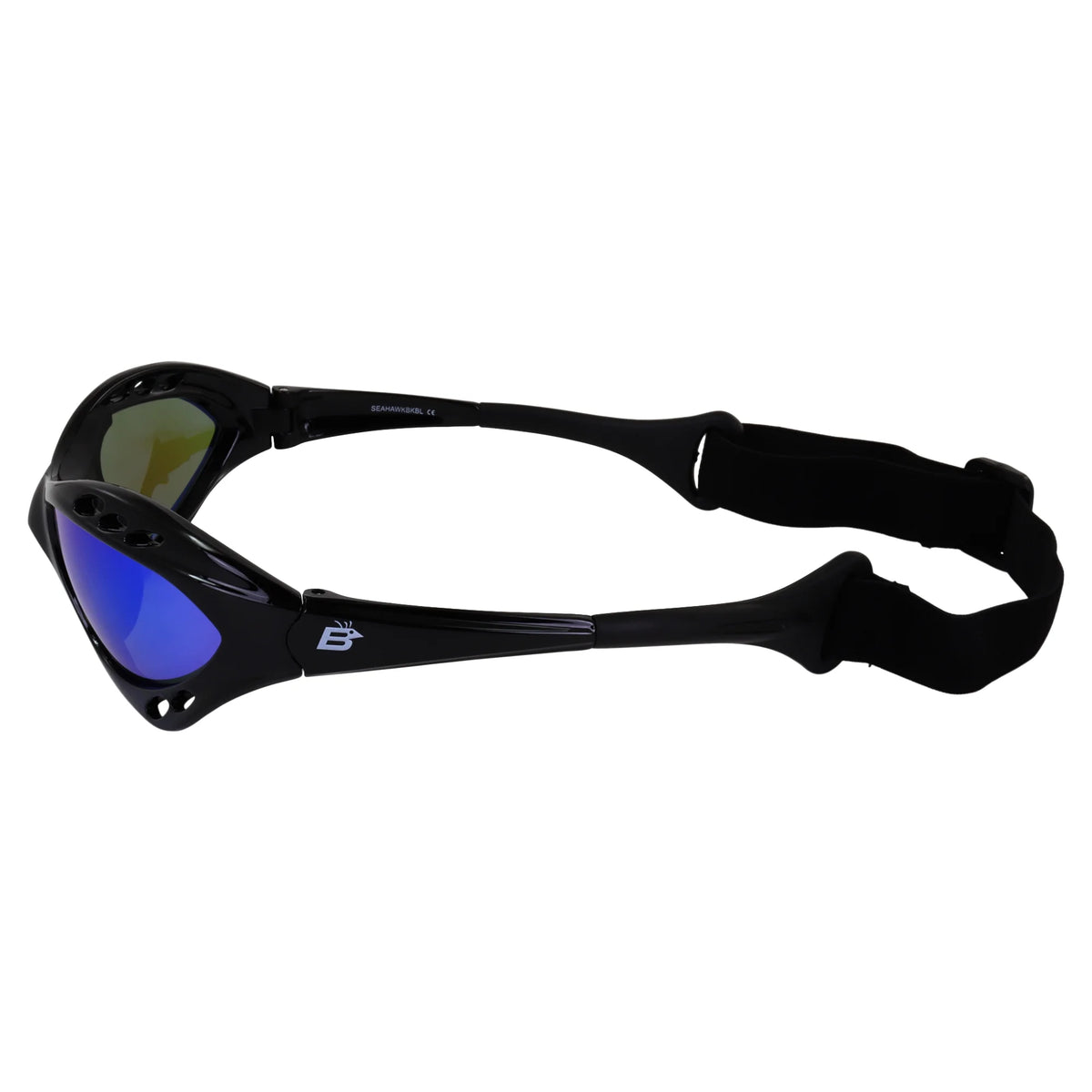3 Pairs Padded Polarized Sunglasses with Strap Black Frame Smoke Blue & Green Mirror Lenses U491