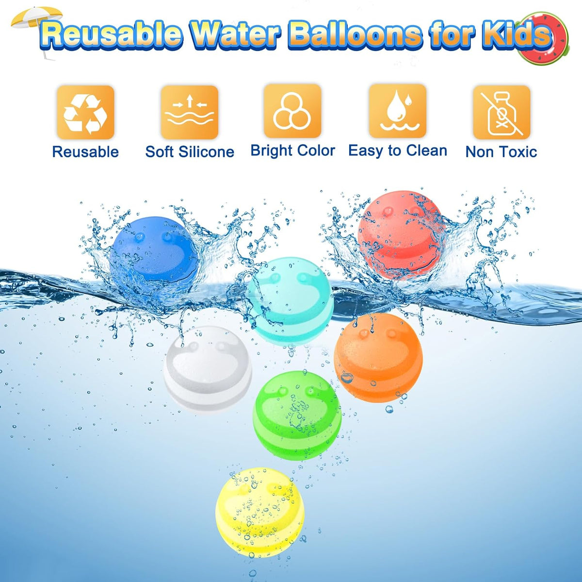 24 PCS Reusable Water Balloons with Mesh Bag H3701