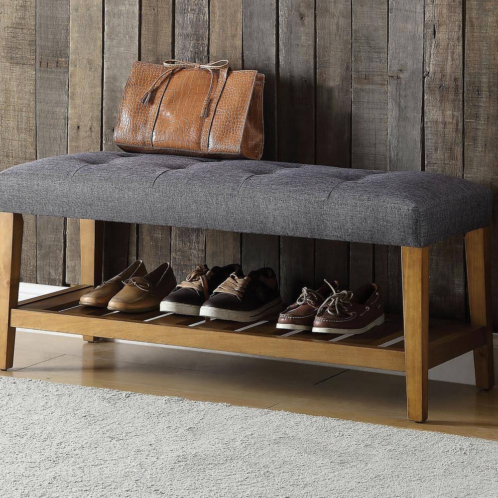 Gray and Brown Oak Bench X6152