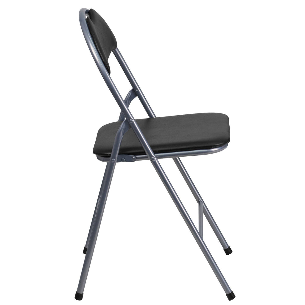 Black Vinyl Metal Folding Chair 4 Pk E851