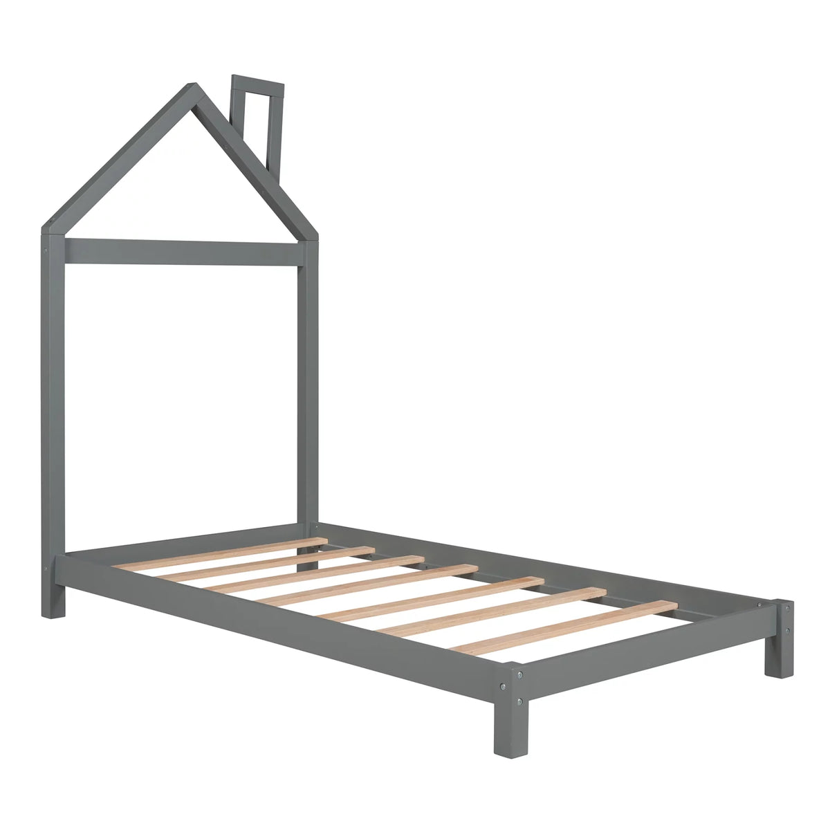 Twin Size Kids Bed with House-Shaped Headboard R85202