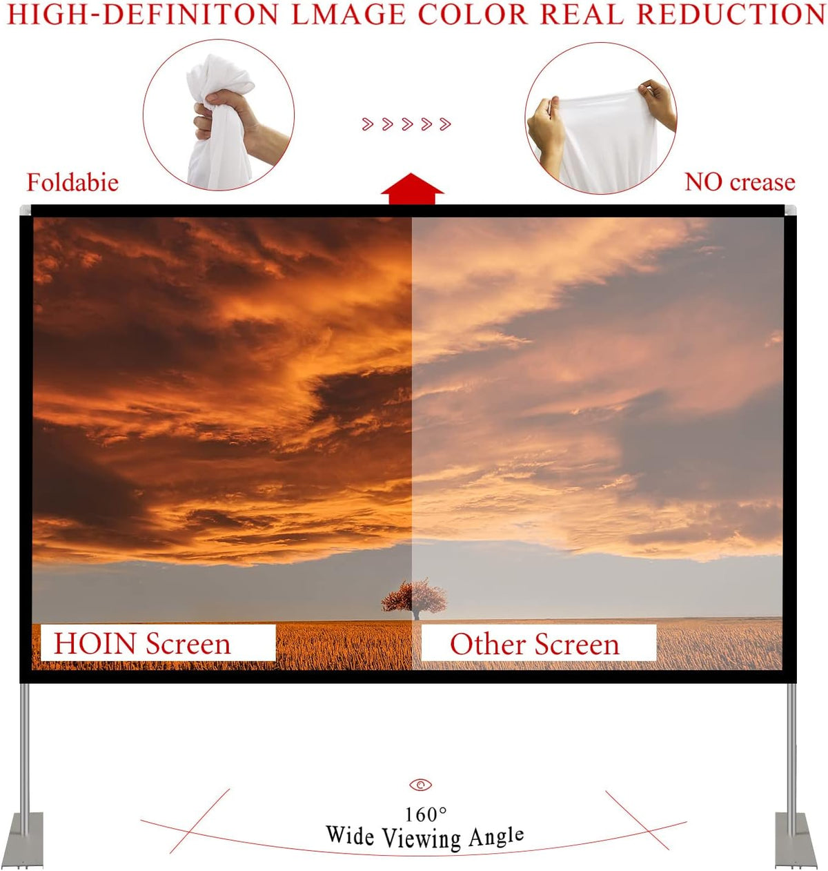 100 inch 16:9 Projector Screen with Stand and Carry Bag O688724