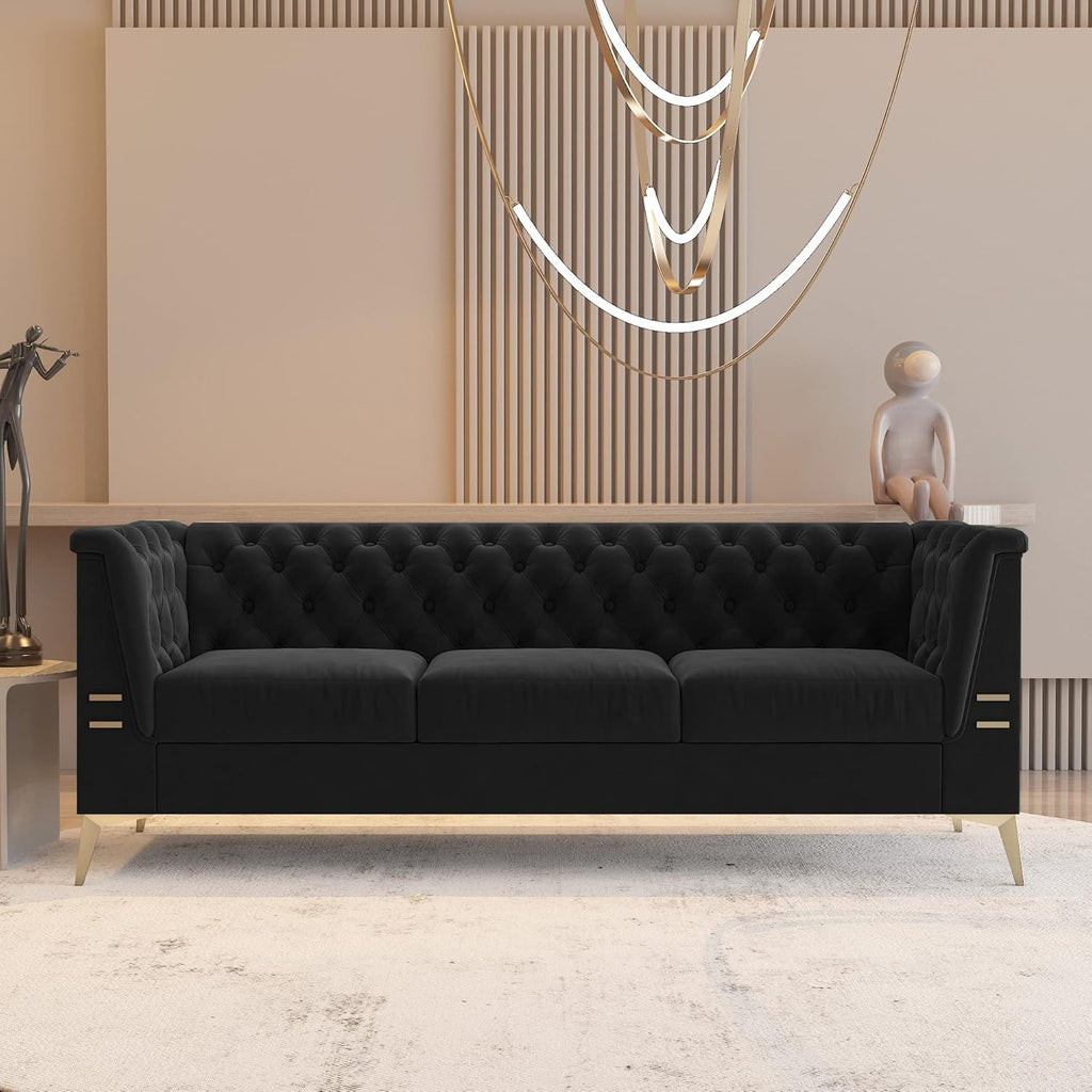 Dark Grey Velvet Chesterfield 3 Seater Sofa D36218