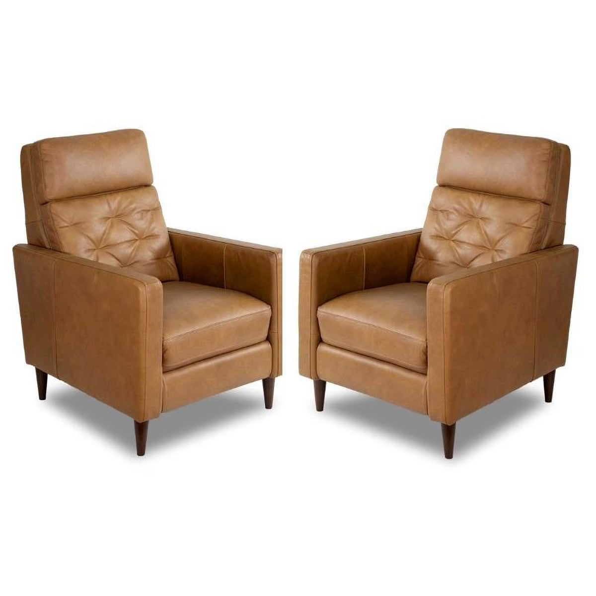 Cognac Brown Leather Recliner Set A737