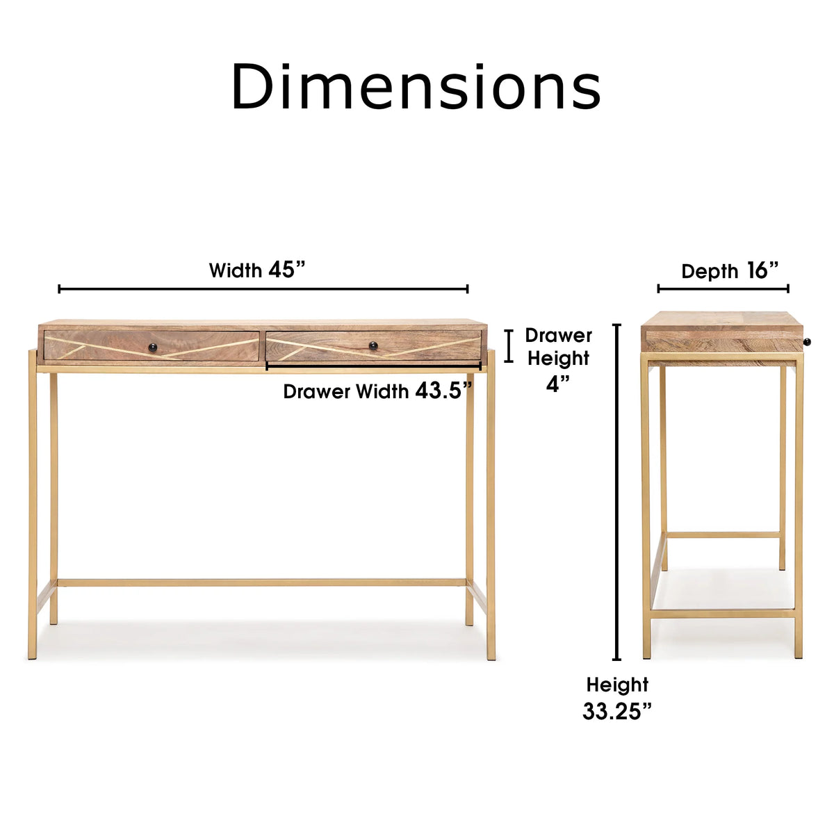 Solid Wood Console Table with 2 Drawers X53476