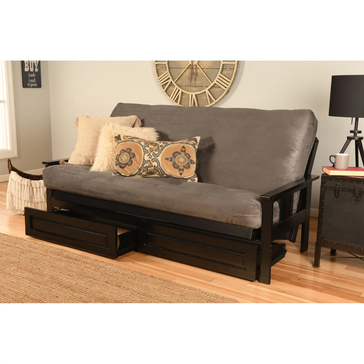Black Sofa with Storage and Removable Mattress Cover A6619