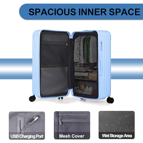2 Piece Hardside Luggage Set with TSA Lock 20+28 Inch LightBlue B124593