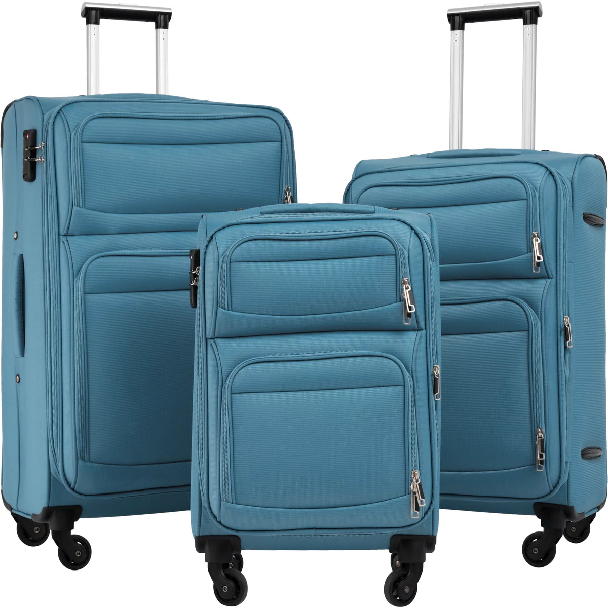 3 PCS Lightweight Expandable Softside Luggage Set with Spinner Wheel and TSA Lock B9922