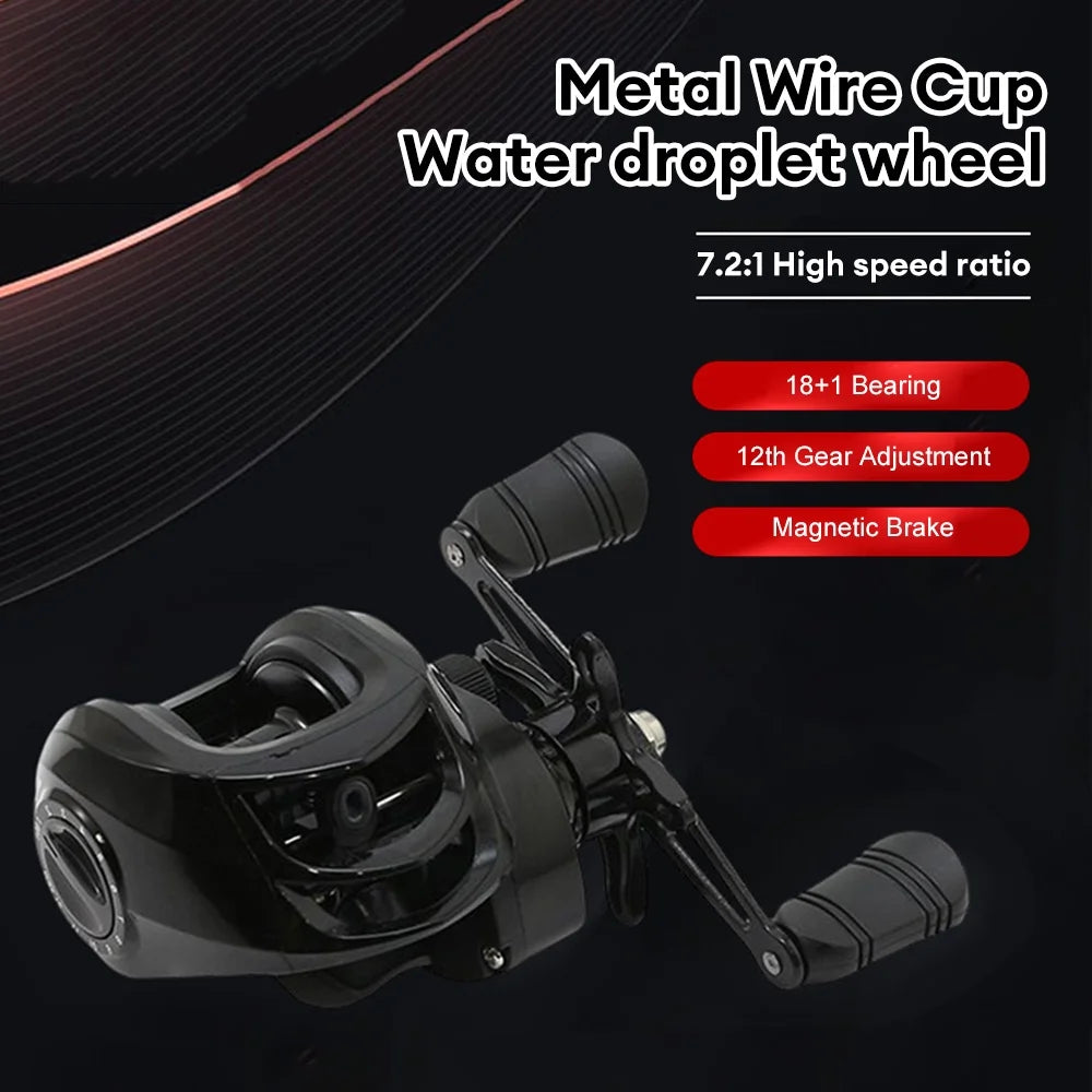 Baitcasting Fishing Reel Graphite Frame 7.2:1 Gear Ratio Low Profile X476