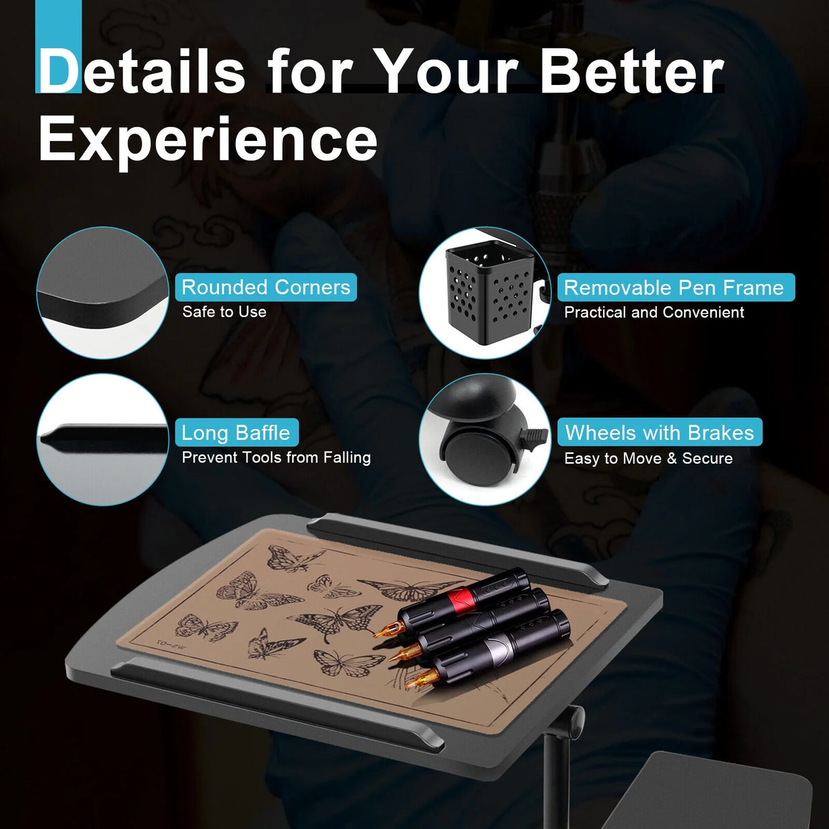 Portable Adjustable Rolling Tattoo Workstation L946712