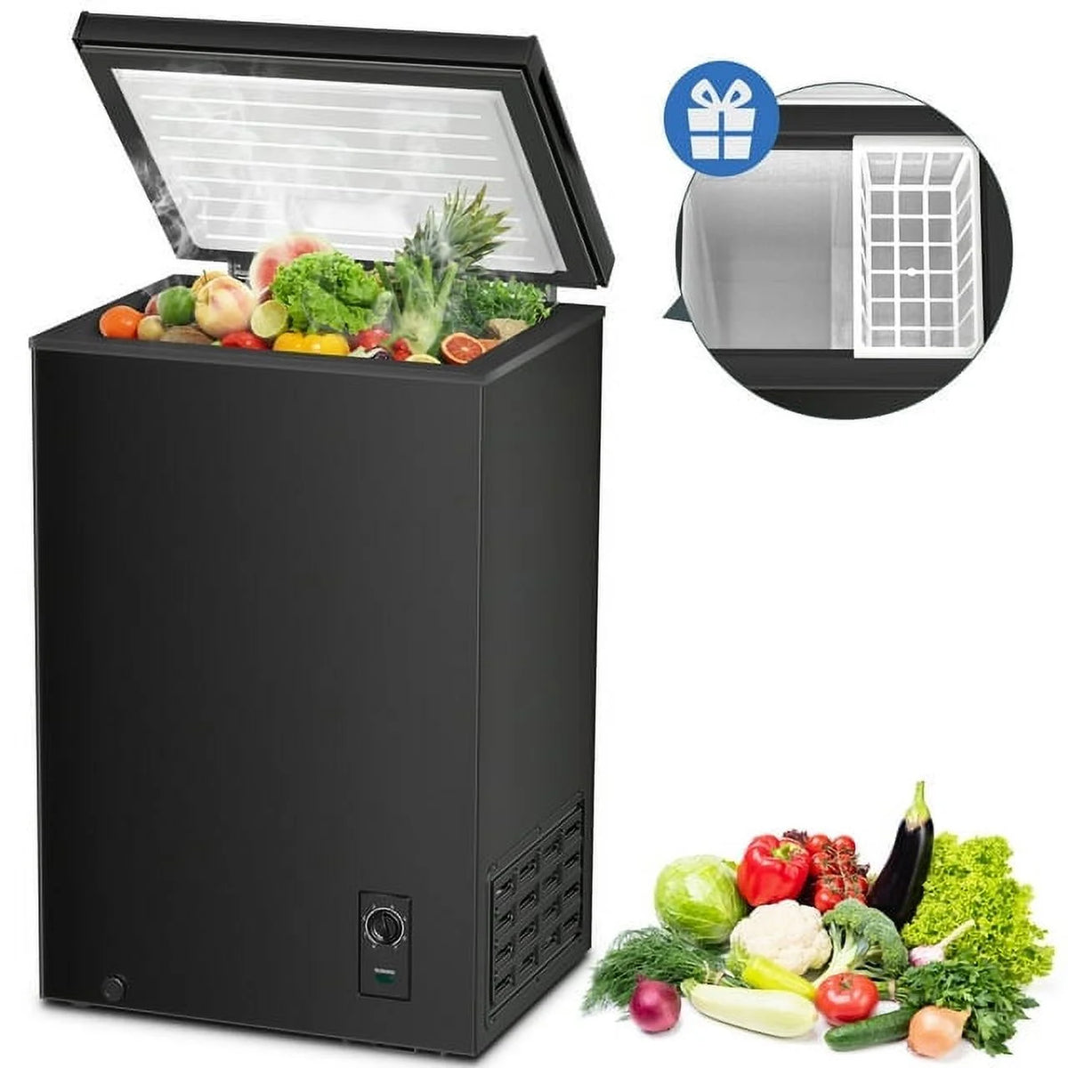 2.7 Cubic Feet Black Chest Freezer B576
