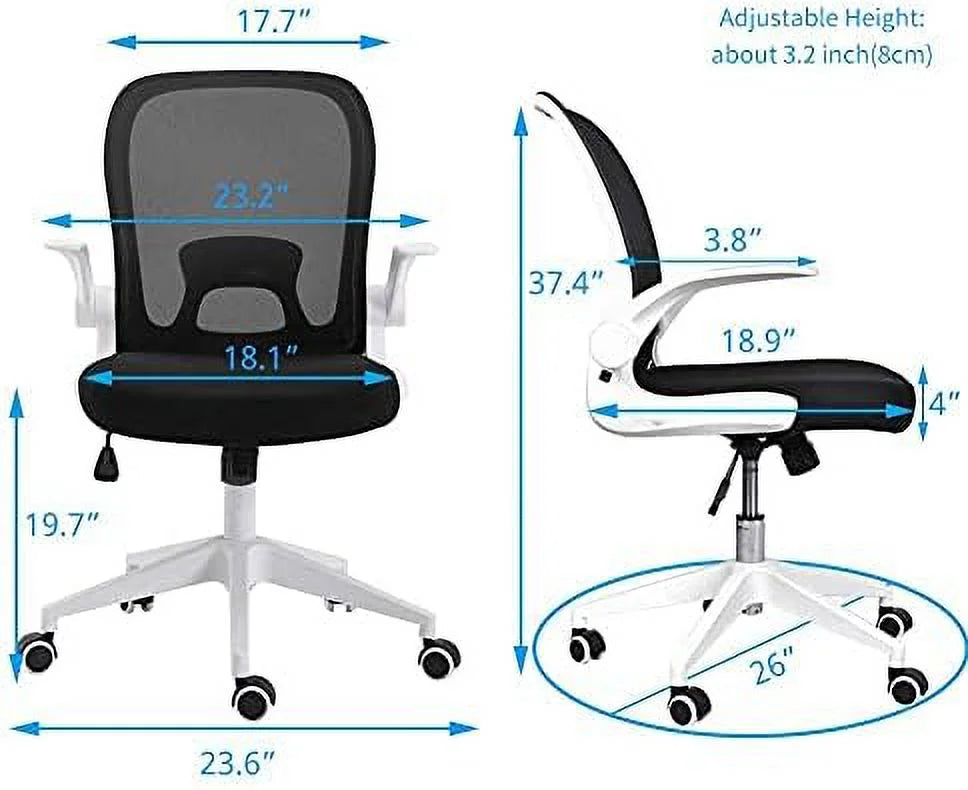 Home Office Desk and Chair Set Breathable Mesh Computer Chair Glass Top Desk Metal Frame W2585