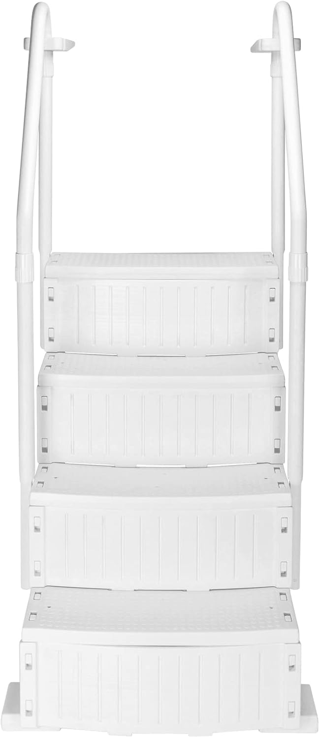 White Adjustable Above Ground Swimming Pool Ladder with Handrails E779