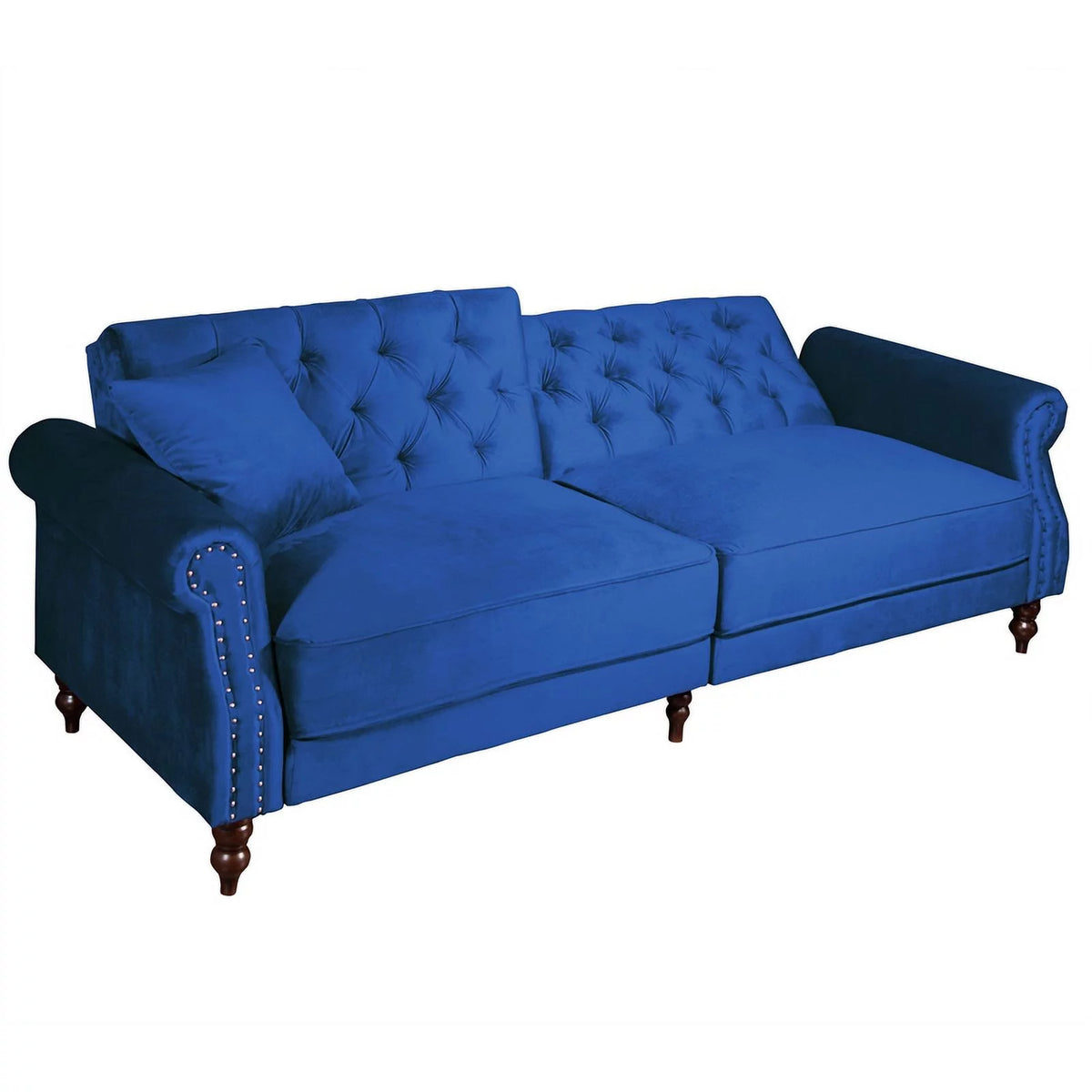 Blue Velvet Convertible Sofa Bed A9106