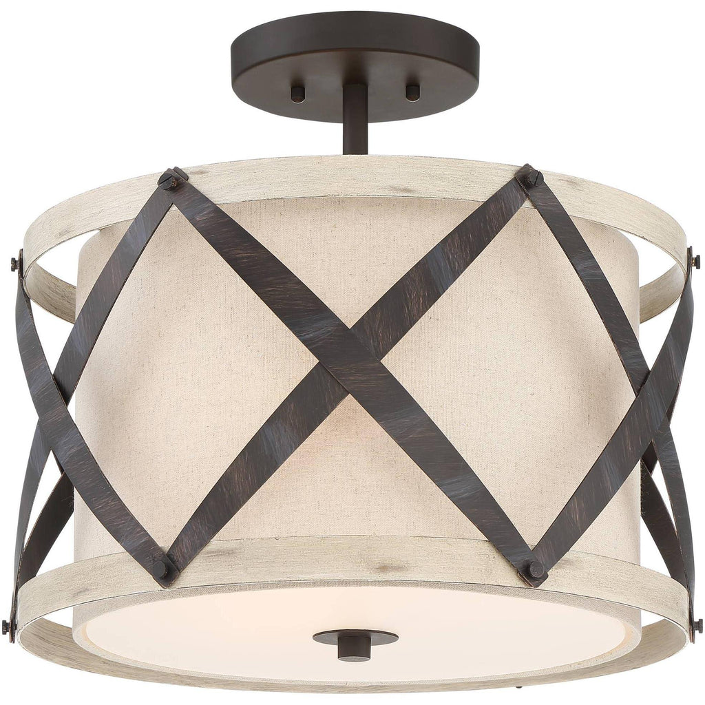 Bronze and Wood Ceiling Light S782