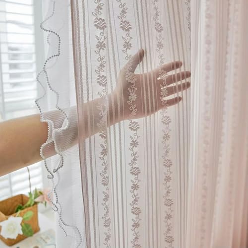 Sheer Pink Ruffle Curtains N85657