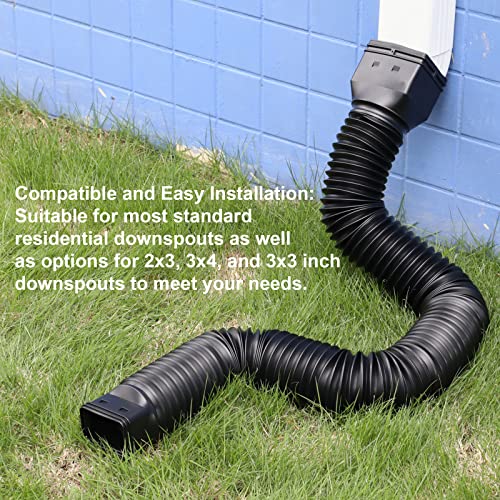 4 pack Flexible Rain Gutter Downspout Extensions Black V466