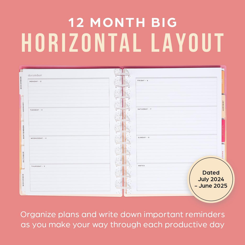 12-Month Academic Planner, July 2024–June 2025, Big Size, 72 Pages, 8 1/2" x 11" X506