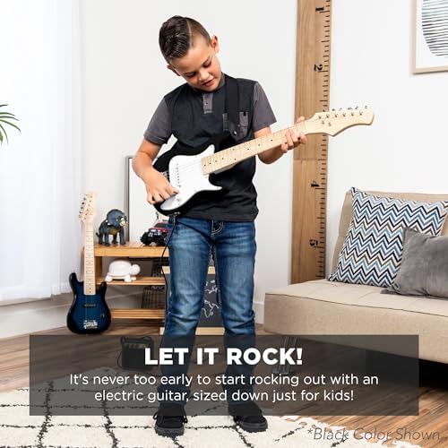 30in Kids Electric Guitar Starter Kit with 5W Amplifier, Strap, Gig Bag, Strings, Picks - Metallic Blue T5492