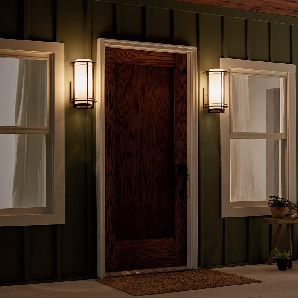 1 Light Outdoor Wall Light with Satin Etched Opal Glass in Architectural Bronze N7473