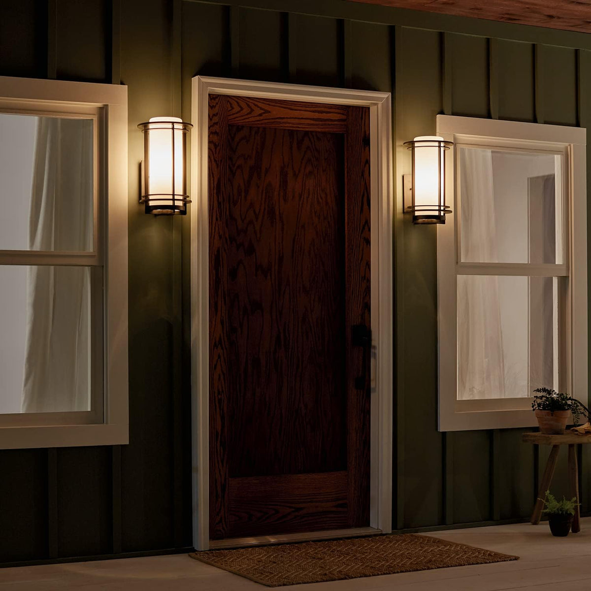 1 Light Outdoor Wall Light with Satin Etched Opal Glass in Architectural Bronze N7473