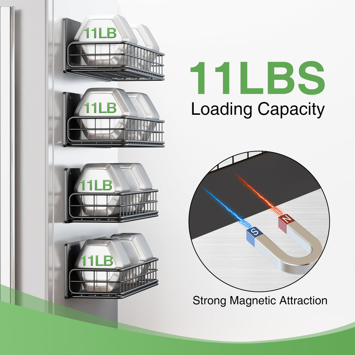 Magnetic Spice Rack, 4 Pack Refrigerator Storage Shelf P15831
